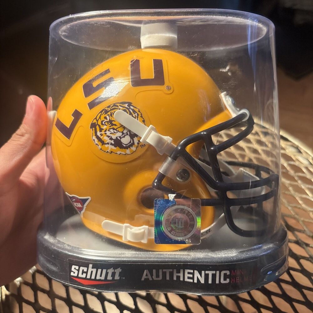Schutt LSU Tigers Mini Football Helmet in Display Case